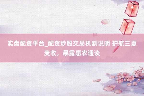 实盘配资平台_配资炒股交易机制说明 护航三夏麦收，暴露惠农通谈